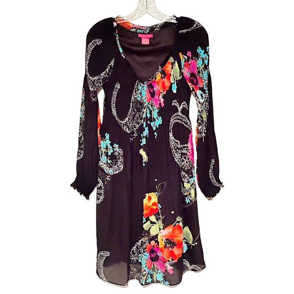 Sunny Leigh Dress Womens Small Floral Sundress V-Neck Garden Long Sleeve